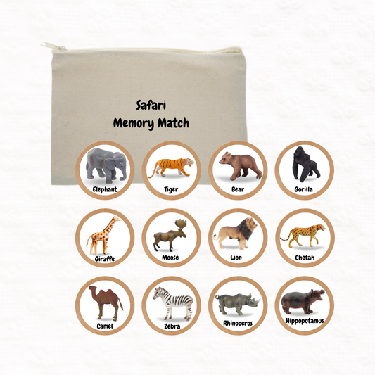 Wooden safari animal memory matching game