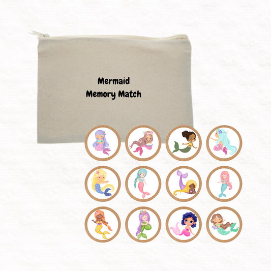 Wooden mermaid memory matching game