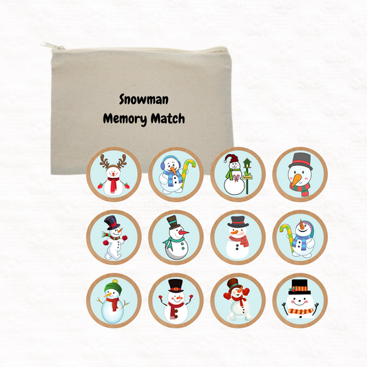 Wooden snowman memory matching game