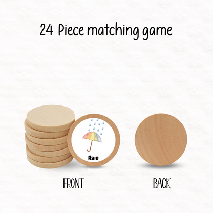 Wooden weather memory matching game