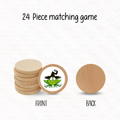 Wooden Halloween memory matching game