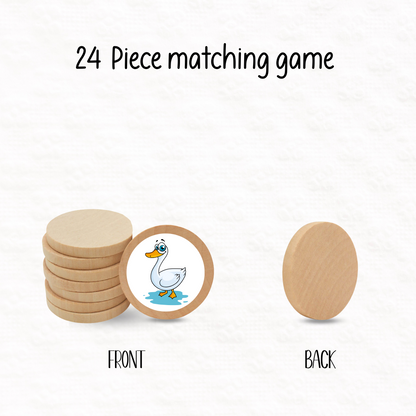 Wooden Farm animal memory matching game