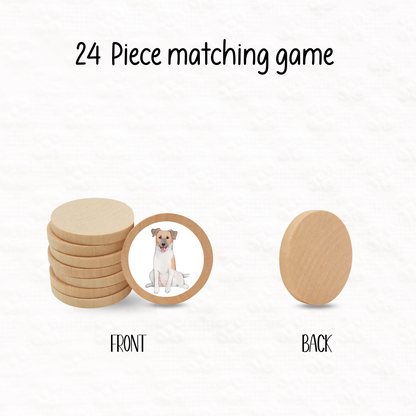 Wooden dog memory matching game