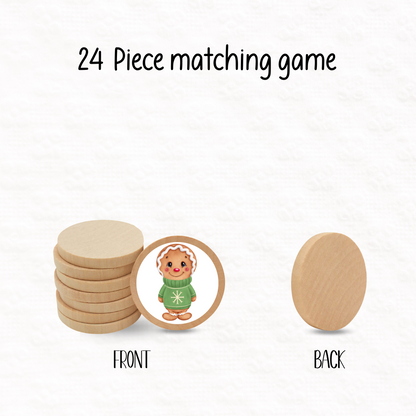 Wooden gingerbread memory matching game