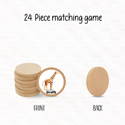 Wooden safari animal memory matching game