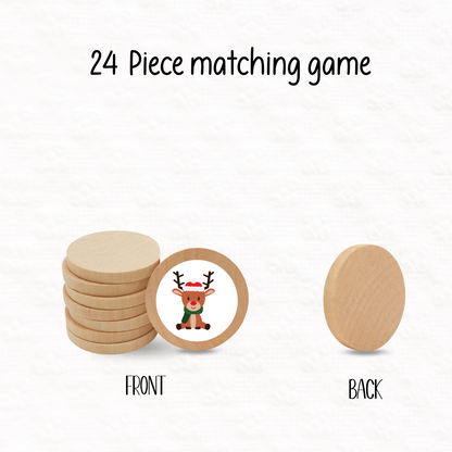 Wooden reindeer memory matching game