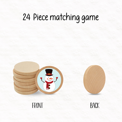 Wooden snowman memory matching game