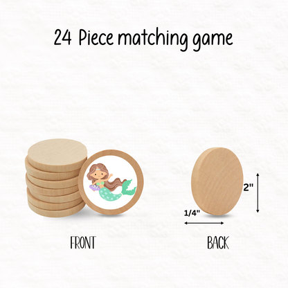 Wooden mermaid memory matching game